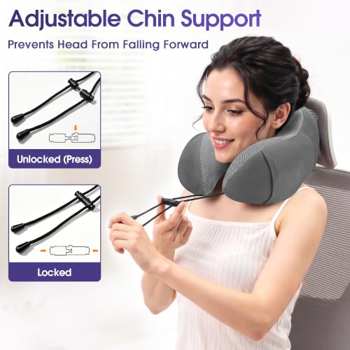 Image of CloudBliss Memory Foam Travel Neck Pillow, Set of 2, Black & Grey