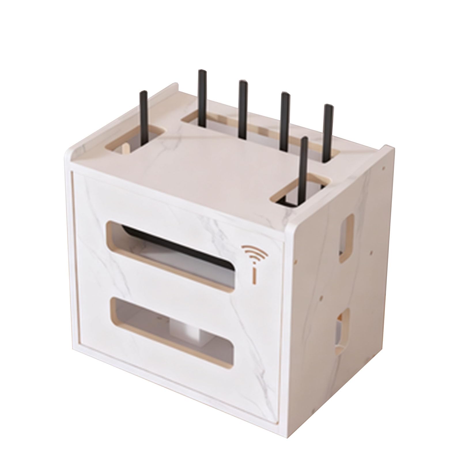 Yuekopou Slab Color Cable Management Box Wooden Router Shelf Cabinet Wifi Slab And Wood Color(Slab Color)