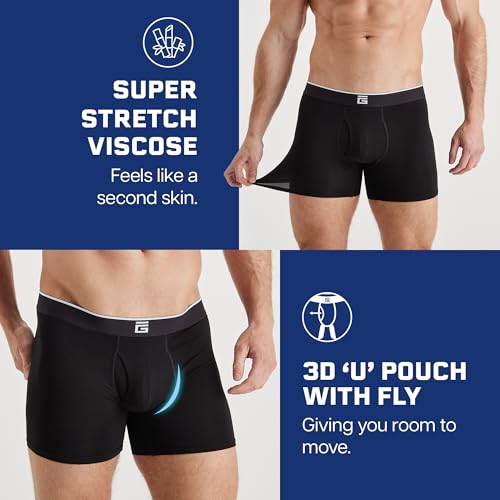 Men’s Viscose from Bamboo Boxer Briefs, Anti-Chafing Super Soft Mens Underwear, Moisture-Wicking Cool Boxers For Men2