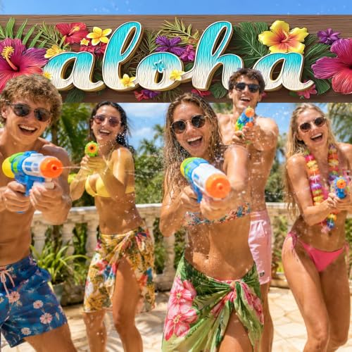 Image of Nuxovilar Aloha Banner Hawaiian Party Decorations 118.11x19.68 Inches