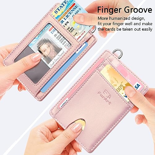 FurArt Slim Minimalist Wallet, Front Pocket Wallets, RFID Blocking, Credit Card Holder for Men & Women-Pearlized Pink3