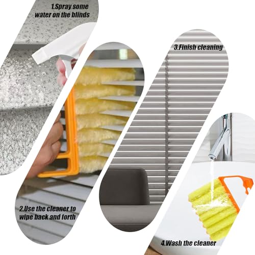 Image of 4Pcs Window Venetian Blind Cleaner Duster Tool,Venetian Washable Mini Handheld Brush,7 Fingers Dusting Clean and Air-Vent Cleaner for Wood Blinds,Air Conditioner Vents,Fans-Vents