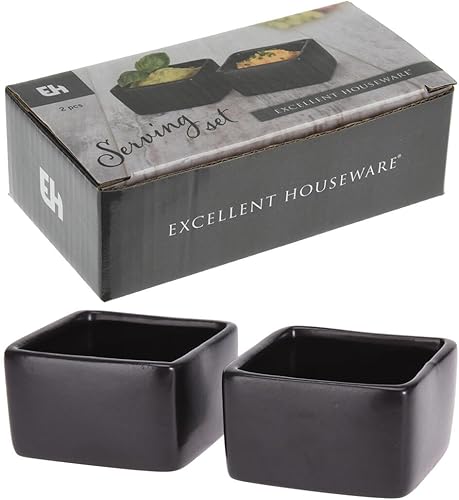 MICA Lot de 2 coupelles de service - Noir - Porcelaine - Environ 7 x 7 x 4 cm