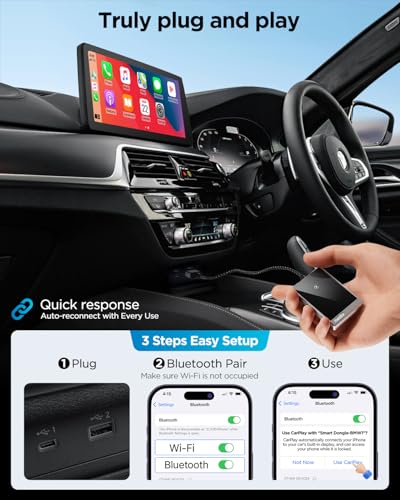 image for AXVOIBX Wireless CarPlay Adapter for iPhone,2024 Upgraded Dual-core 5G