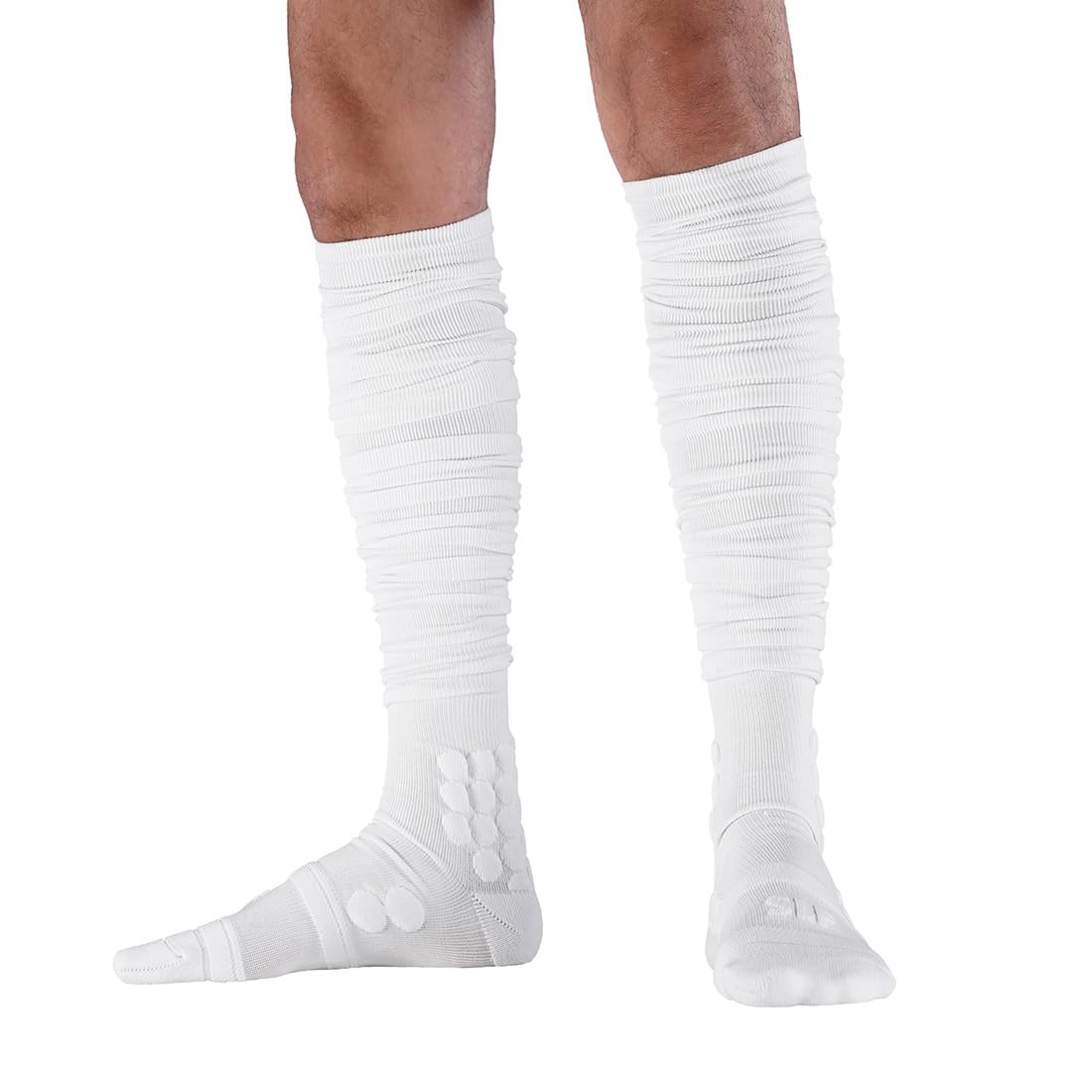 SLEEFS] Football Padded Scrunch Socks - Extra Long Padded Scrunchie Socks - Adult Size - Nylon/Spandex Construction Keeps Feet Dry - Football/Soccer/Baseball/Running - 1 Pack - White