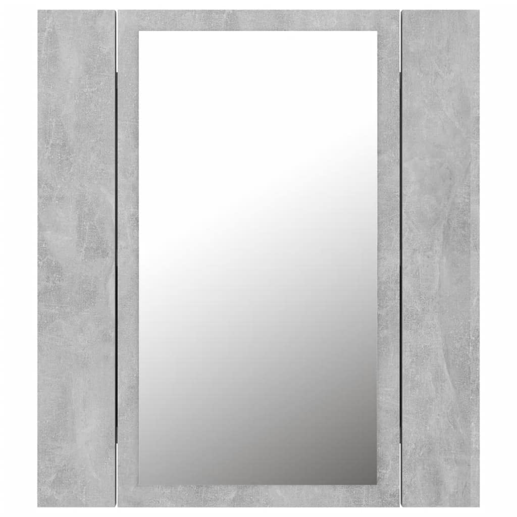 vidaXL Armario Espejo de Baño con Luz LED Acrílico Aseo Ducha Muebles Mobiliario Almacenamiento Estante Decoración Adorno Gris 40x12x45 cm