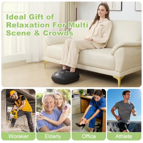 Image of LINGTENG Foot Massager, Heated Foot Massager (Agate Black) | Deep Kneading-Detachable Washable-Home Office Underdesk-Men Women Parent Senior-Birthday Anniversary Christmas Valentine Gift