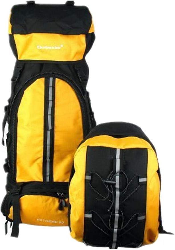UNISTRENGH 70L+10L Internal Frame Backpack Waterproof Hiking Backpack Backpacking for Camping Mountaineering Fishing (80L Yellow)