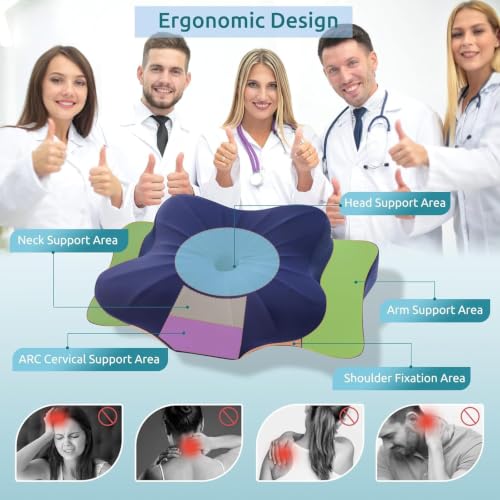 Image of DONAMA Cervical Pillow for Neck Pain, Ergonomic Memory Foam Contour Pillow | Dual-Height Adjustable, Cooling Hypoallergenic Cover, Odorless,CertiPUR-US, Side /Back /Stomach Sleepers,OEKO-TEX Certified