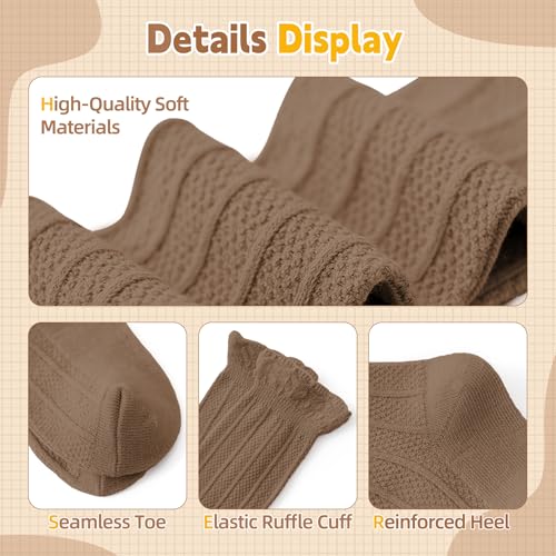 Zando Baby Girls Knee High Socks 3-Pack, Soft Cotton Long Tube Ruffle Socks for Preemie Infant Newborn Toddler 0-3T2