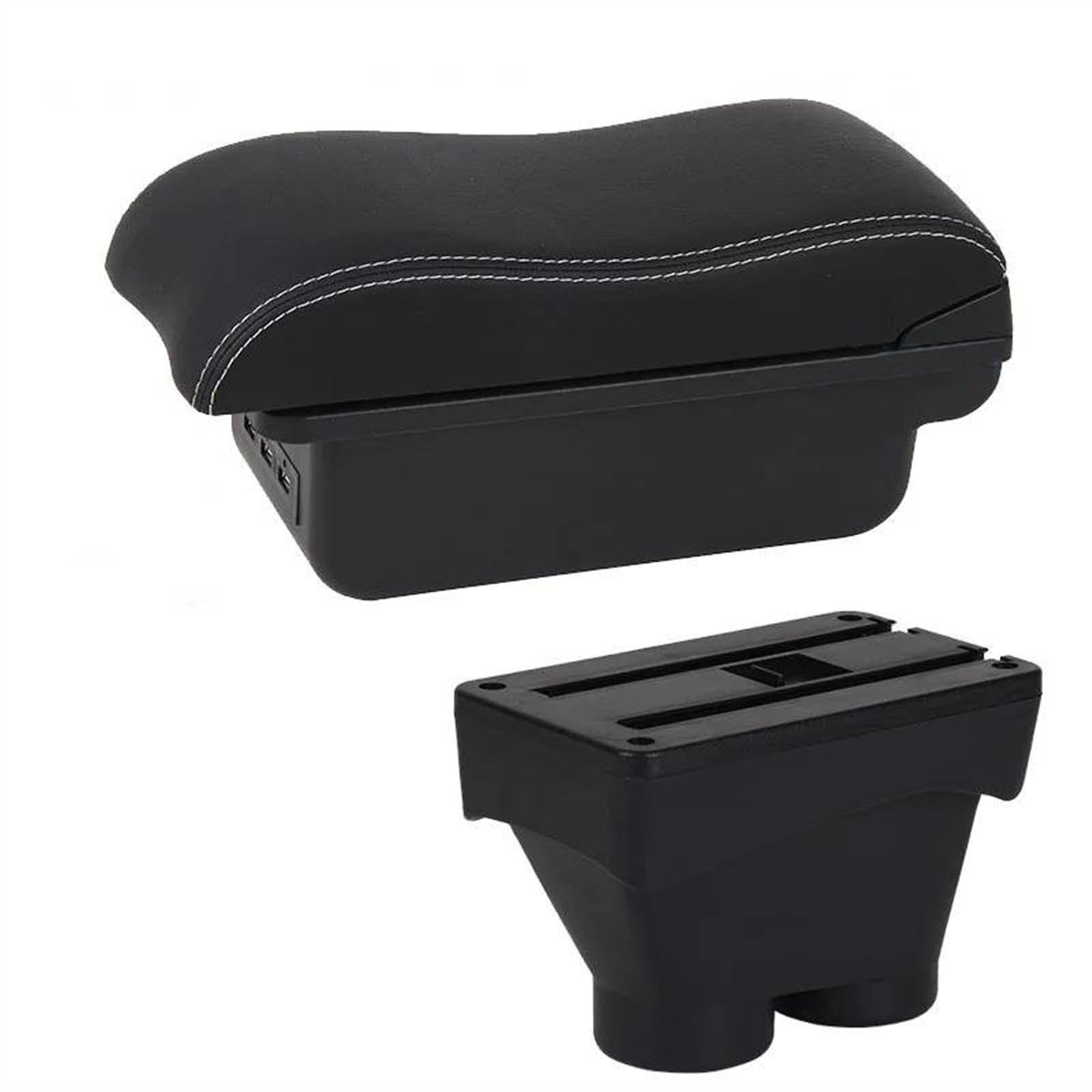 NOHEEU Car Center Console Storage Box Multifunctional Armrest Interior Accessories For 208 2012-2018(B3 Black white 7USB)