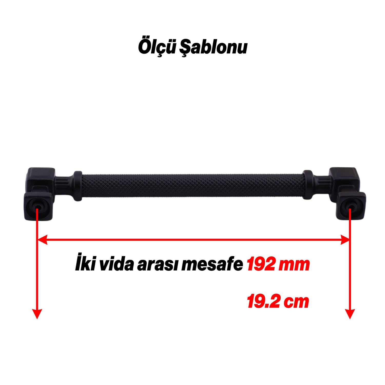 Grip Desenli Mat Siyah Metal Kulp 192 mm Mobilya Çekmece Mutfak Dolabı Dolap Modern Kapak Kulpları