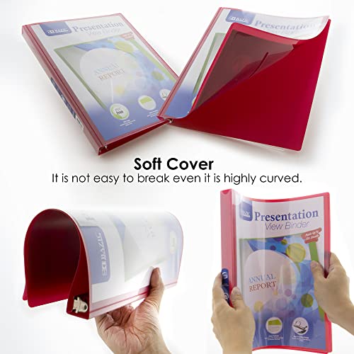 Bazic 3 Ring Binder 1/2" Poly Presentation View Binders Organizer - Assorted Color, Round Ring, Hold 100 Sheets Paper, 6-Count #TOP3