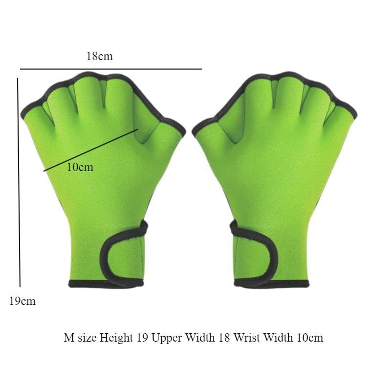 rockible Swim Webbed Gloves,Fingerless Gloves,Well Stitching Diving Gloves Aquatic Gloves for Water Aerobic Swim Training Women Men , Green, M
