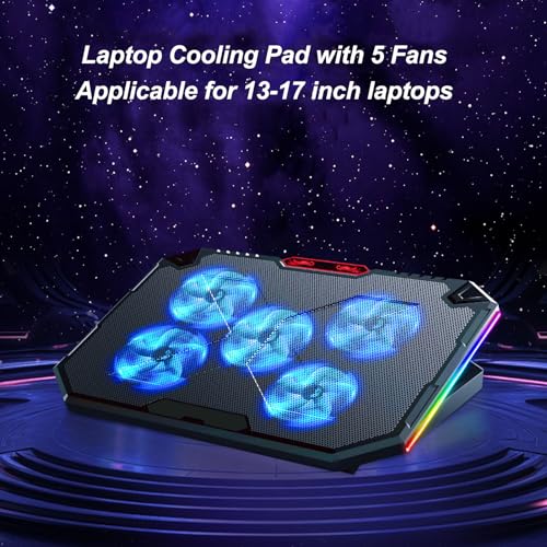 Base de refrigeración para laptop con 5 ventiladores y luz RGB miniatura 6