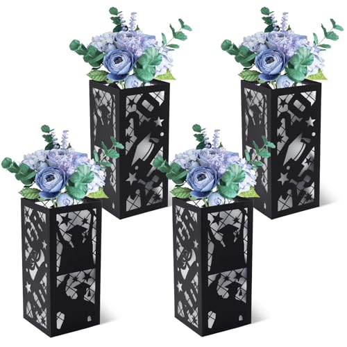 Sinasasspel Graduation Table Centerpieces Class of 2025 Lantern Boxes Graduation Decorations School College Congrats Grad Party Home Table Decor Supplies Set of 4 Black