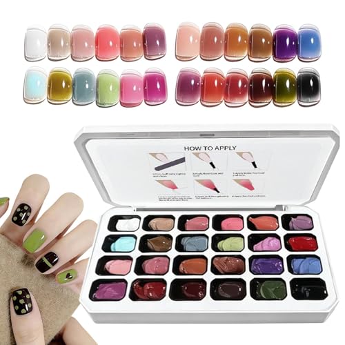 Paleta de arte para uñas de 24 colores gel cremoso de alta cobertura que no se derrama al aplicar