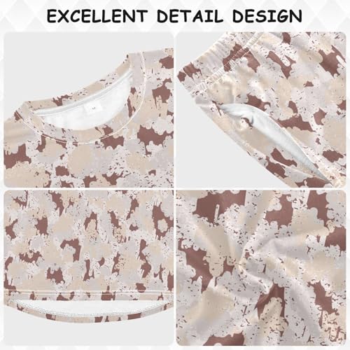 Abstract Camouflage Pink Soft Pajama Set for All Seasons,Breathable Pjs Long Sleeve Sleepwear,Comfy Loungewear 2 Piece Underwear Set 6T3