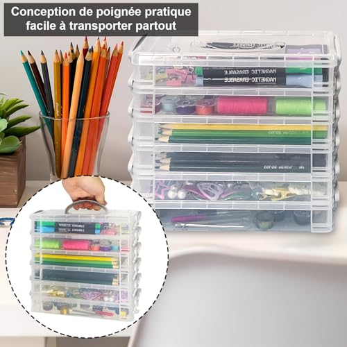 Boîtes à crayons en plastique transparent pour rangement papeterie - 4