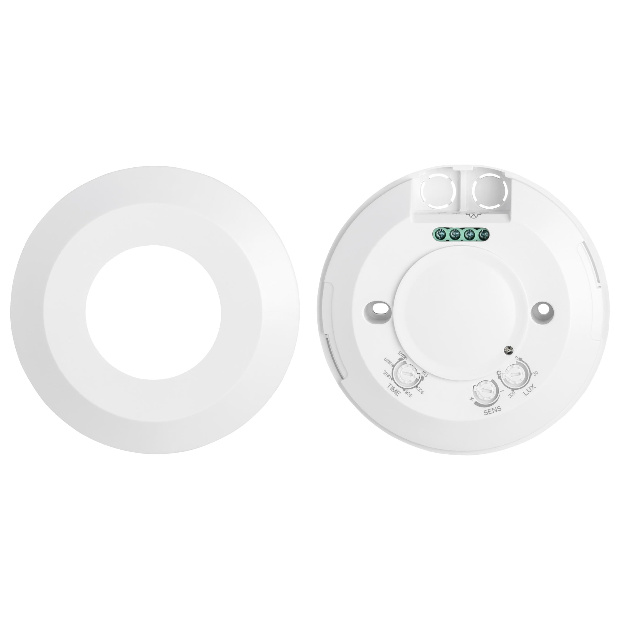 SEBSON 2X Détecteur de Mouvement Intérieur, Montage en Saillie du Plafond, HF Capteur, LED Compatible, Programmable, Portée 2-16m/ 360°, Max. 800W/ 300W