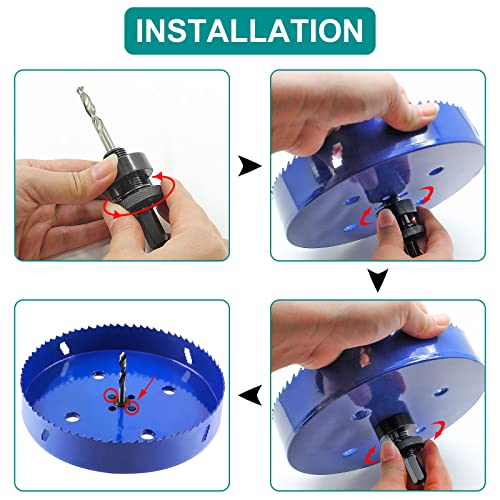 Image of 7-1 /4 Inch Hole Saw with Arbor, 1.2 Inch Cutting Depth | Heavy Duty, HSS Bi-Metal, For Wood Cornhole Boards Plastic Drywall & Thin Metal, Smoothly Cutting