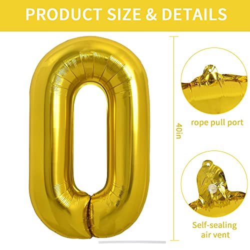 Image of TONIFUL 40 Inch Large Gold Letter O Balloons, Foil Mylar Big Balloons for 2026 New Year Eve Graduation Wedding Baby Shower Birthday Party Anniversary Supplies Decorations