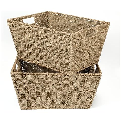 Woodluv Seagrass Storage Baskets Set of 2 Cover