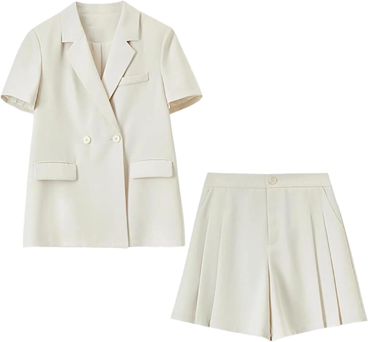 Women's Summer Short Sleeve Blazer High Waist Shorts 2 Piece Set Business Casual Outfit