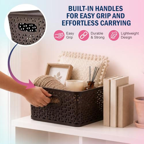 Image of JD Fresh Pack of 3 Premium Plastic Storage Basket with Lid /Smooth Handle Design&Stackable Storage Organizer /Durable Kitchen Storage Basket for Clothes, Vegetables, Fruits, Toys, Stationery(Multicolor)