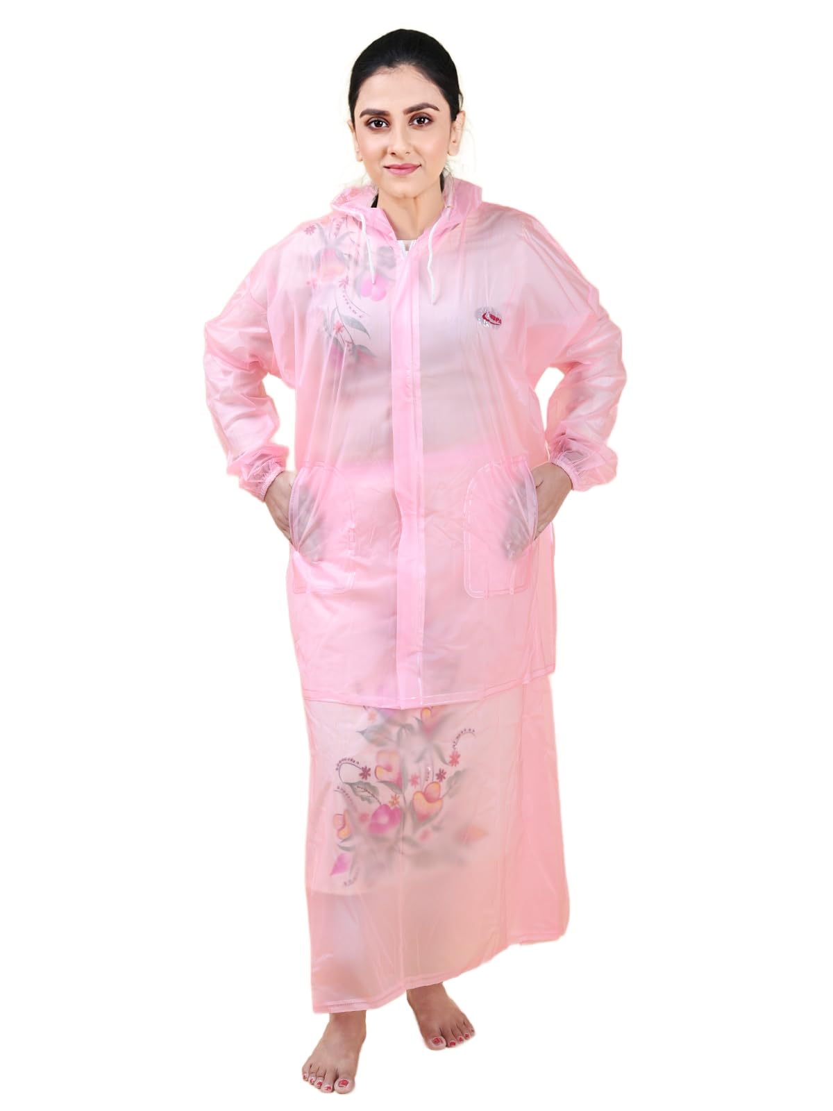 rupa Polyvinyl Chloride (Pvc) Womens Rain Standard Length Jacket With Skirt-picture-2