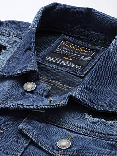 Image of The Indian Garage co MenSlim Fit Solid Denim Trucker Jacket