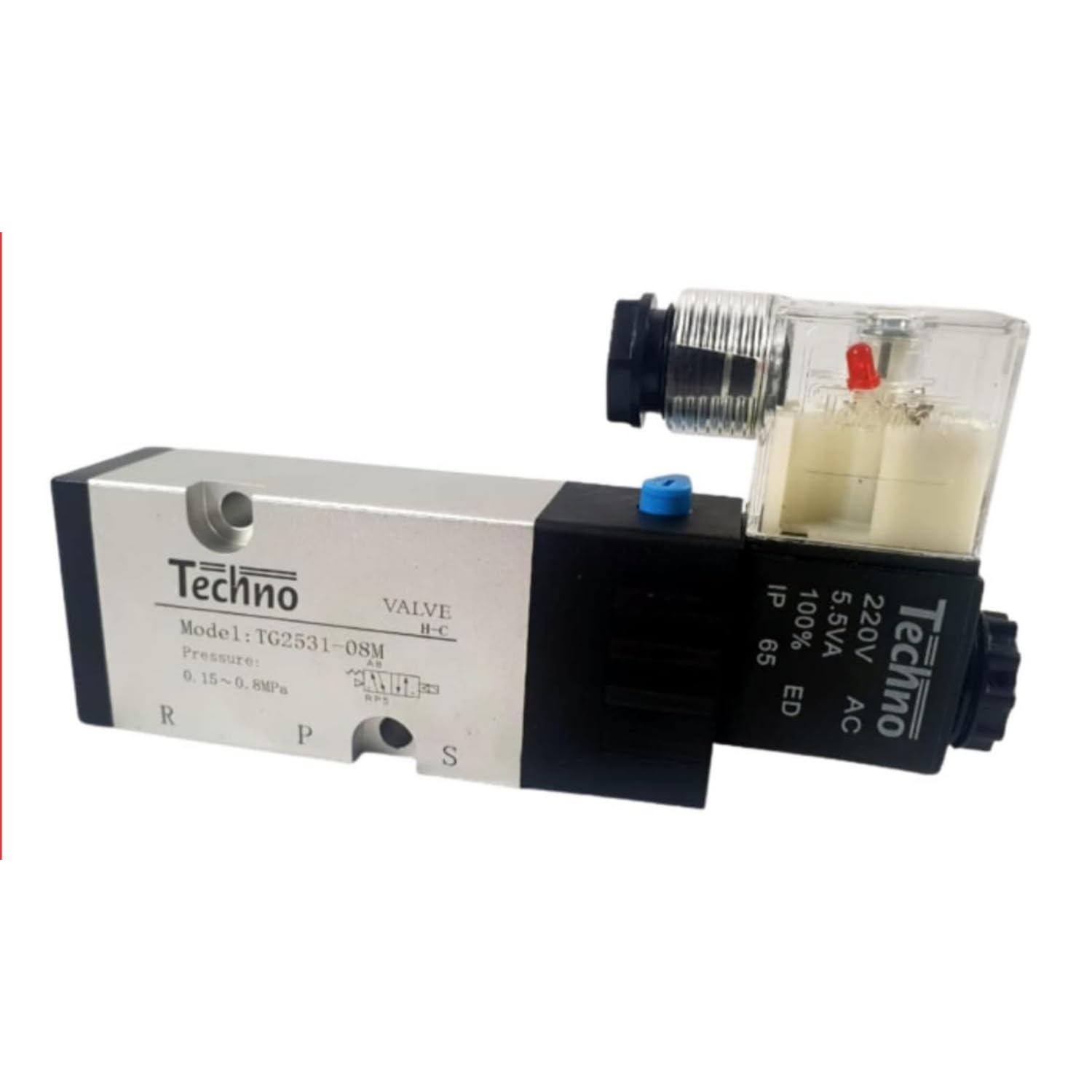 Techno 1/2" BSP 5/2 (5 Port, 2 Position) Single Solenoid Valve with 220V AC Coil | Working Pressure 10 kgf/cm (TG-2531-08) (B0CTT3DLVJ) Amazon Price History, Amazon Price Tracker