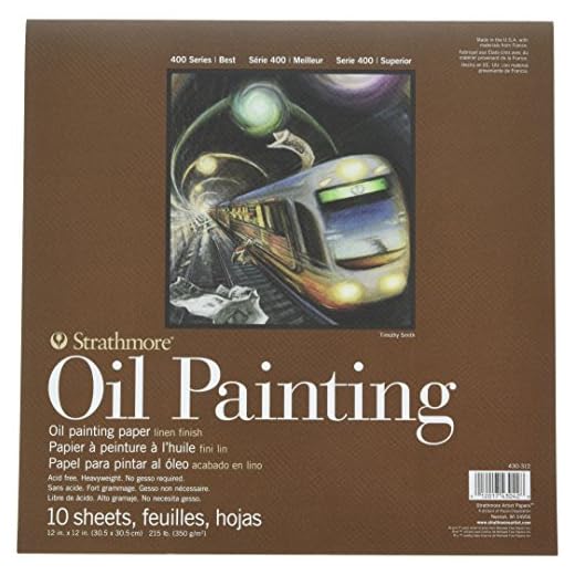 Strathmore Oil Painting Paper Pad, 215lb/350gsm weight, Linen texture surface, 12 x 12 inches, 10 sheets (430-312)