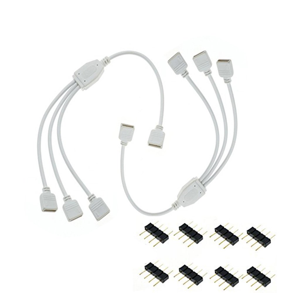 4 Pin LED RGB Strip Light Connector LED Extension Cable for RGB 5050 3528 LED Light Strip (1 TO 3)