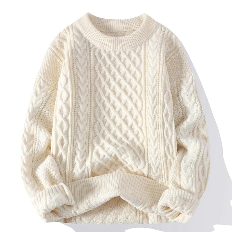 Autumn Winter Men Vintage O Neck Solid Color Sweater Mens Loose Harajuku Knitted Pullovers4