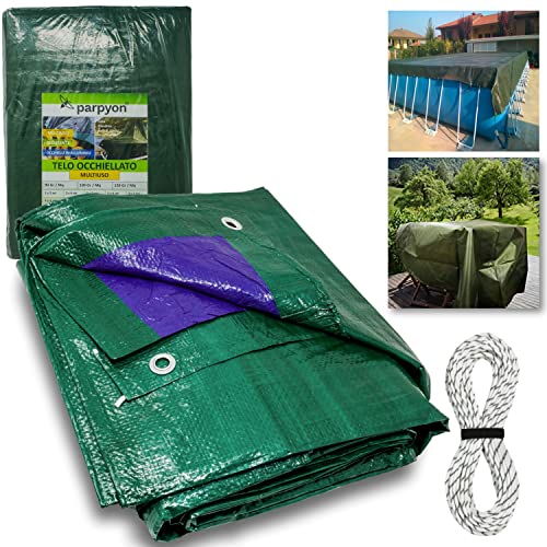 DIMENSIONI 2x3: Telone copritutto con DIMENSIONI 2 x 3 metri e consistenza 100gr/Mq con occhielli in metallo lungo il perimetro per un facile fissaggio. Ideale per copertura piscina, come telo ombreggiante in campeggio, copertura mobili da giardino e attrezzi.