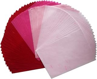 50 Mulberry Paper Sheets Plain Colors Origami Design Craft Hand Made Art Tissue Japan Washi Card Making Decoupage (Pink)