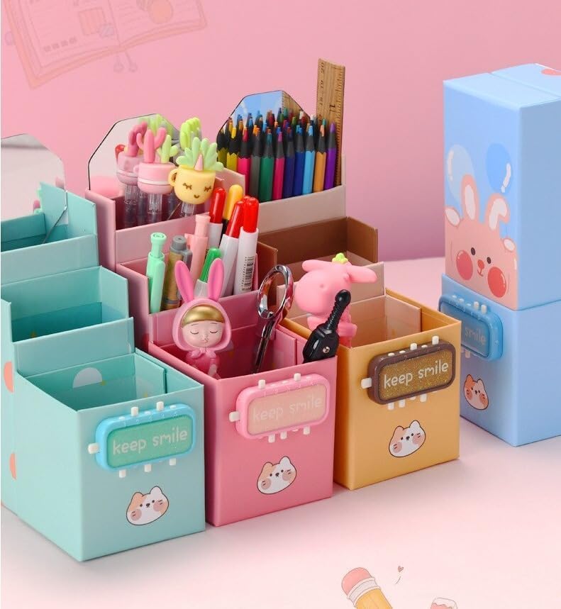 TIUDTOY Plastic Kids Space Pencil Box, Card Style Password Lock Pencil Case, Multi-Layer (Card Passwrd Pencil Box) Multicolour 3