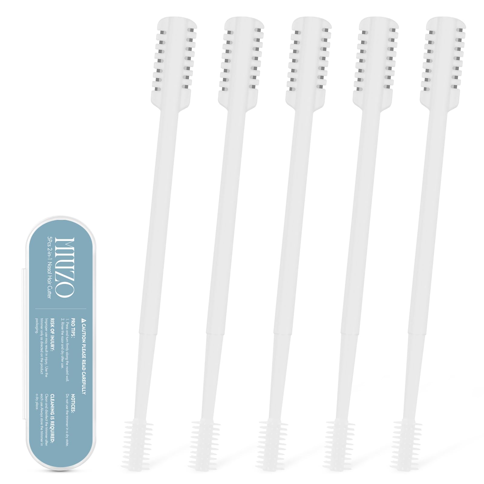 5Pcs 2-in-1 Nasal Hair Cutter New Double Sided Nose Hair Trimmer Portable 360 Rotating Manual Nose Trimmer for