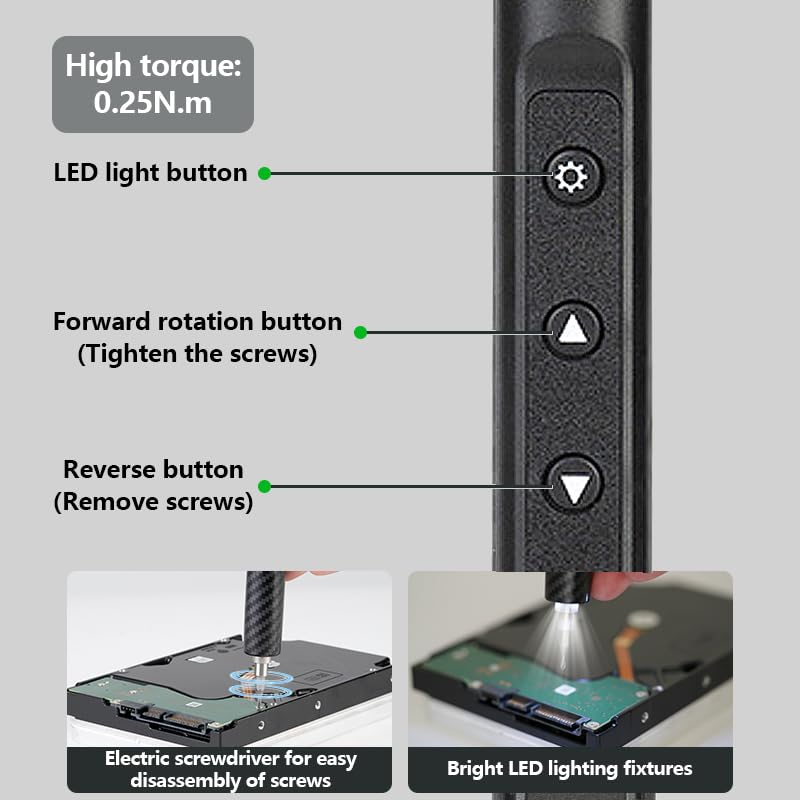 3.7V Electric Screwdriver, Mini Precision Screwdriver Set, 56 Magnetic Bits, Magnetic Storage, 5/32‘’Hex - Image 4