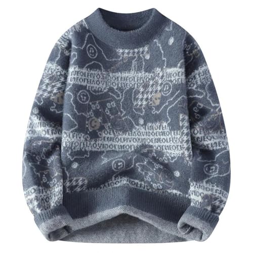 Men's Fashion Thick Warm Knit Sweater Slim Fit O-Neck Long Sleeve Pullover Casual Wool Blend Knitted Sweater2