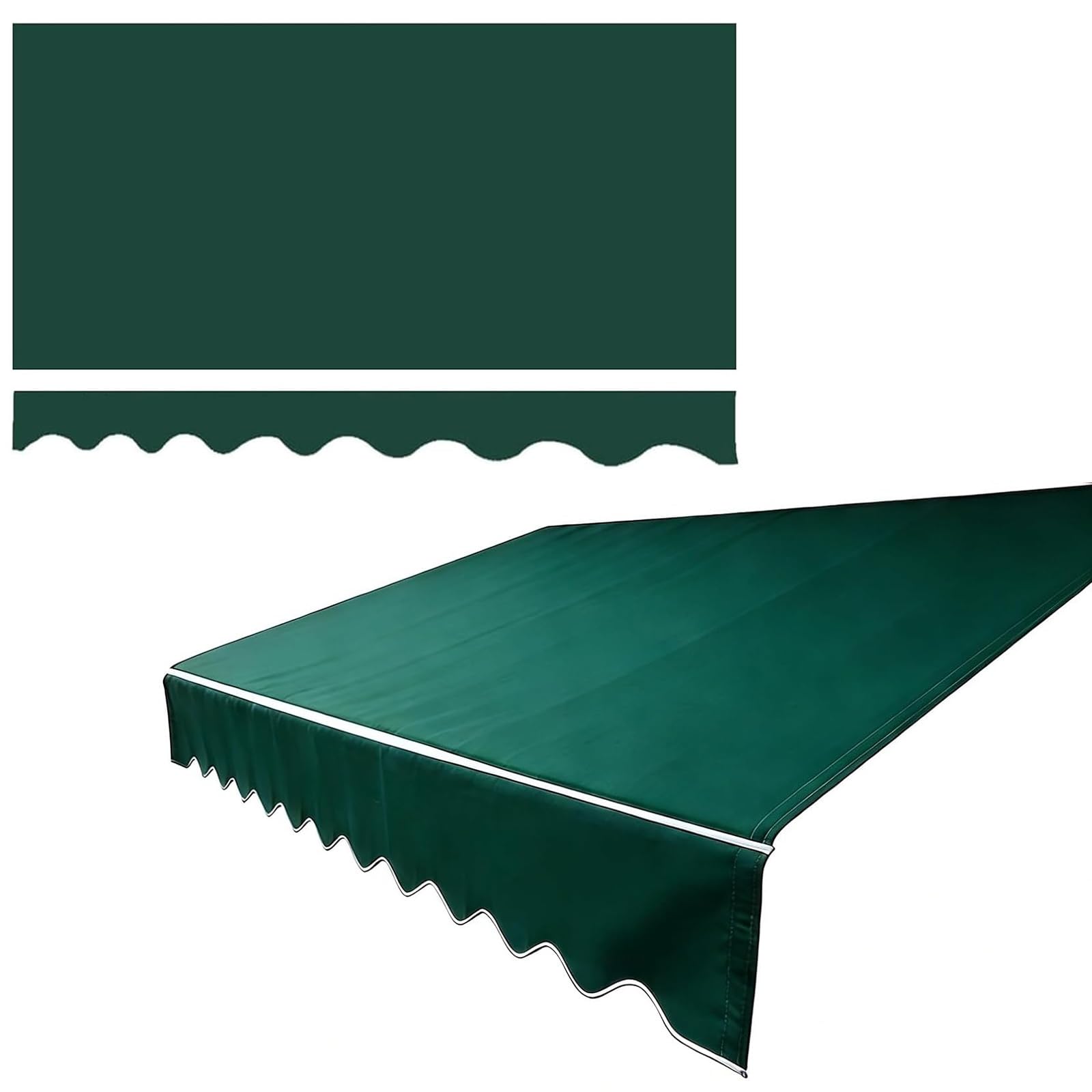 ROFBIHG Awning Replacement Fabric with Valance, 280g Polyester Uv Resistant Manual Awning Canopy Cloth Water-Resistant Sunshade Canopy Cover for Awnings Door Market Deck(Green,5x1.5m(16.4x5ft))