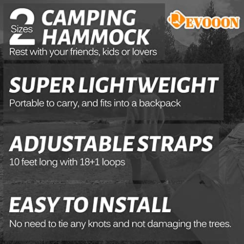 Camping Hammocks For Outside,Single Hammock With 2 Tree Straps(5+1Loops) 210T Nylon Parachute Lightweight Portable Hammocks For Outdoor Travel,Hiking,Backpacking,Hunting,Outdoor,Beach,Camping Gear #TOP3