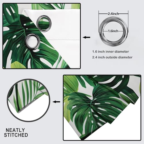 Rideau à oeillets imprimé feuille de monstera pour une chambre cocooning