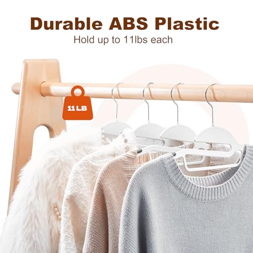 Image of HOUSE DAY Slim Plastic Hangers with Non Slip Rubber Pads, 50 Pack, White | Space saving closet organizer, heavy duty S-shape, rubber grip pads help keep shirts, suits, coats, pants, skirts in place