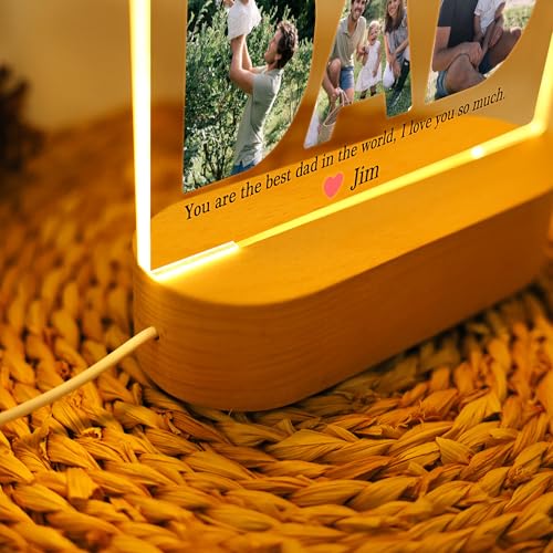 Image of Personalized Father's Day LED Lamp, Custom Dad Photo Collage Acrylic Night Light (Design 5)