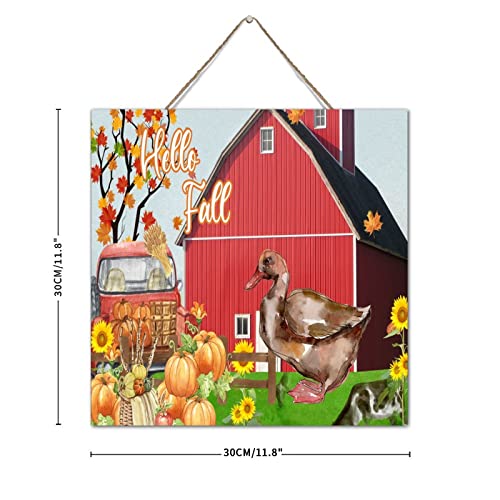 Panneau de décoration de table Hello Fall en bois rustique de 30,5 cm - 4