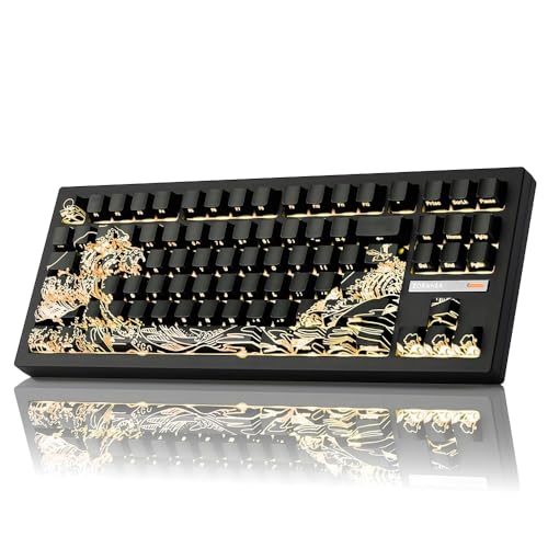 Image of ZORNHER ZH870 Wireless Gaming Mechanical Keyboard,80% Black Custom Creamy Sound Keyboard with Shine Though Wave of Kanagawa Kanagawa Keycaps,Creamy Sounding Linear Switches,Hot-Swappable,RGB Backlit