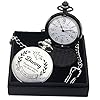 EDSG Personalised Pocket Watch Engraved Pocket Watch and Chain Personalised Gifts Wedding Gift for Best Man Custom Pocket Watch for Men Father's Day Grandad with Gift Box(Silver Design2) #2