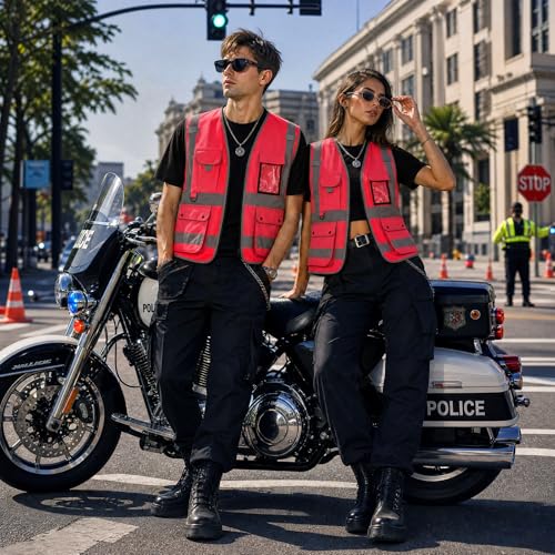 Image of XIAKE Reflective Safety Vest for Men & Women High Visibility Class 2 Vest with Pockets Meets ANSI Standards
